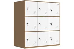 MECOLOR 9 Door Metal Locker, Office Cabinet Locker,Living Room and School Locker Organizer,Home Locker Organizer Storage for Kids,Bedroom and Office Storage Cabinet (white, 9D)