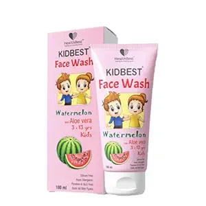 HealthBest Kidbest Face wash for Kids | Normal Skin, Sensitive Skin & Dry Skin | Tear, Paraben, SLS free | Watermelon Flavor | 100ml