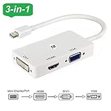 Adaptador de video Mini DisplayPort a HDMI/DVI/VGA | 3 en 1 | Full HD 1080p/HDTV hasta 1080p