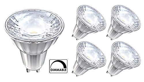 5 faretti a LED greenandco® IRC 90+ dimmerabili GU10 7W (equivalente ai faretti alogeni 40-50W) 530lm 3000K (bianco caldo) COB LED 38° 230V AC vetro