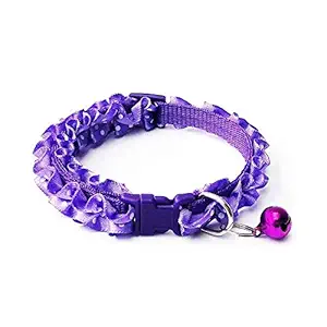 Litvibes Cat Collars Breakaway with Bell & Frill Design,Kitten & Small Dogs Soft Adjustable,Safe,Solid & Protection for Cats &Puppies,Cute Kitty Neckband with Frill Design-(Purple)