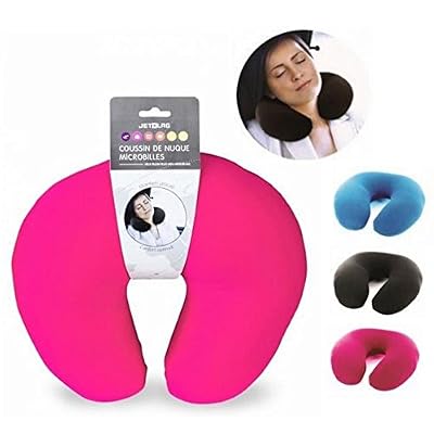 JET LAG - VO1126- Oreiller de Voyage, 26 cm, Rose/Noir/Bleu - Coloris aléatoire