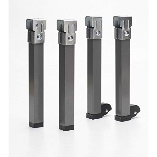 HOGAR24 ES Juego De 4 Patas Somier Metálica Cuadradas con Ruedas y Abrazadera, Tubo 3 cm x 3 cm Alto 32 cm