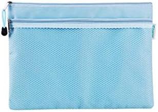 2 Pcs Double Layer Canvas A4 Size File Document Bags Pencil Pen Case Bag Office School Paper File Folder Holder Organizer (blue)