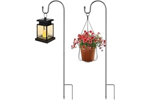 NIZIRIOO 2 Pezzi Gancio Da Pastore, 100 CM Gancio Da Pastore Da Metallo, Nero Regolabile Gancio da Pastore da Giardino per Piante, Mangiatoie per Uccelli