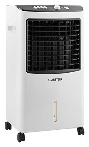 Klarstein MCH-2 mobile-Klimaanlage Luftkühler-Klimagerät mit Ventilator Luftreiniger- und Luftbefeuchter-Funktion (extrem niedriger 65W Energieverbrauch, Verdunstungskühler, 400m³ Luftdurchsatz /h, mit Timer, 8 Liter Wassertank) schwarz-weiß