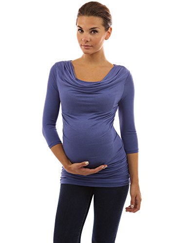 PattyBoutik Mama 2in1 Style 3/4 Sleeve Nursing Maternity Tunic (Blue 14)