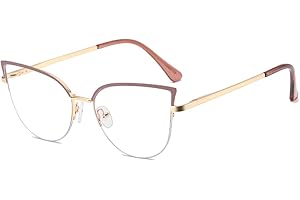 kachawoo Anti-blaues Licht Gläser Für Frauen Männer Halb randlose Cat Eye Brillen Metallrahmen Prescription Brillen…