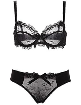 Varsbaby Frauen Push Up Stickereien Büstenhalter Set Spitze Wäsche Büstenhalter und Schlüpfer