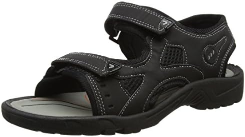 New Mens Nubuck Leather Velcro Strap Sports Walking Open Toe Sandals UK Size 6-12, Nigel Black UK 7