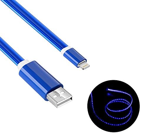 Lightning Cable, Geabon Flowing LED Light Up iPhone Charger Cable 3 ft USB A to Lightning Sync and Charging iPhone Cable Cord for iPhone X/8/7/7 Plus/6s/6s Plus/6/6 Plus/5s/5c/5/iPad/iPod (iOS Blue)