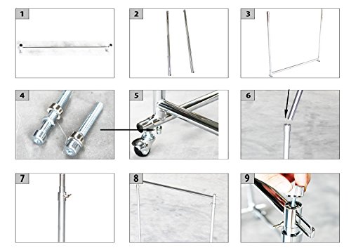 Stabiler Kleiderwagen 1m breit rollbarer Kleiderständer höhenverstellbar bis 189cm - 3