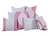 Homescapes Kindervorhang Mädchen Kinderzimmer Ösenvorhang Dekoschal Hearts 2er Set pink weiß 117 x 137 cm (Breite x Länge je Vorhang) 100% reine Baumwolle - 5