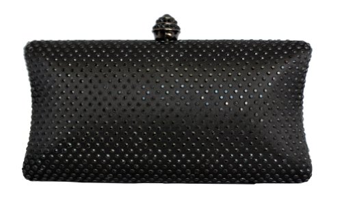 Chicastic Black Rhinestone Crystal Hard Box Wedding Evening Bag Bridal Cocktail Clutch Purse