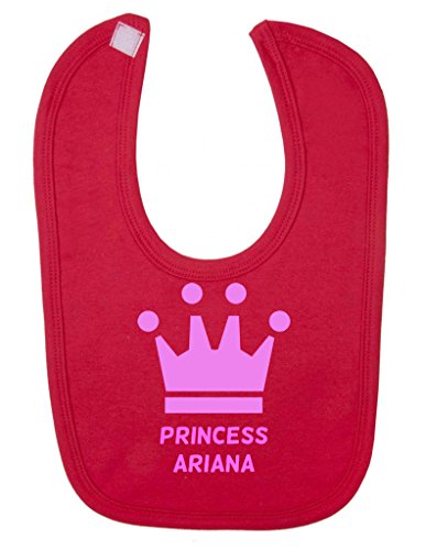 Personalised Princess Name Pink Crown Customise With Name Cute Unique Velcro Fastening Baby Bib