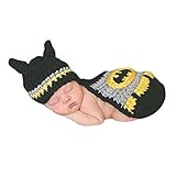 DAYAN Newborn Girl Boy Baby Photography Prop Crochet Knitted Handmade Batman Hat Cape Costume