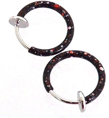 1 Pair of Fake Piercing Clip-On Ring Septum Nose Ear Ring 316L Surgical Steel Multi Colour Coated – Colour Choice Black/Pink black / pink