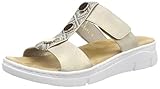 Verschluss: Klettverschluss Rieker Damen 65380 Pantoletten, Beige (muschel/Beige), 37 EU