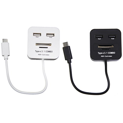 USB 3.1 Typ C 2 Port USB 2.0 Hub TF Kartenleser Combo Splitter (Schwarz) - 9