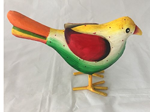 Gartenfigur bunter Vogel aus Metall 3 verschiedene Farben zur Auswahl 20x9x18cm Handarbeit Gartendeko Metallfigur Gartendekoration Gartenfiguren (Auswahl Vogel grün mit gelbem Schnabel) - 3