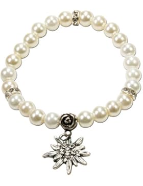 Alpenflüstern Damen Edelweiß-Trachten-Perlenarmband Fiona cremeweiß DAB01100010