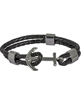 Hafen-Klunker Unisex-Armband Leder/Edelstahl (schwarz)