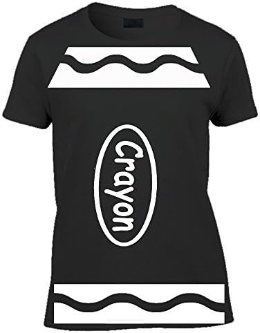 red planet Crayon Tshirt Funny Novelty World Book Day School Tshirt-Womens Short Sleeved Tshirt (Black, Large)