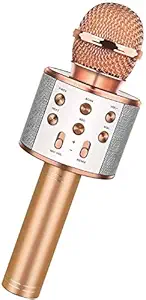 Toyster Wireless Bluetooth 4 in 1 Karaoke HiFi Speaker Microphone for Kids -Handheld KTV-(Color as per Available)