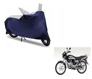 Auto Hub Waterproof Bike Body Cover for Hero Splendor Plus - Navy/Silver