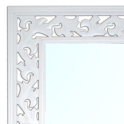 SPIEGEL LANDHAUS 80x60cm Fino WANDSPIEGEL WEISS SHABBY CHIC RAHMEN VERZIERT - 5