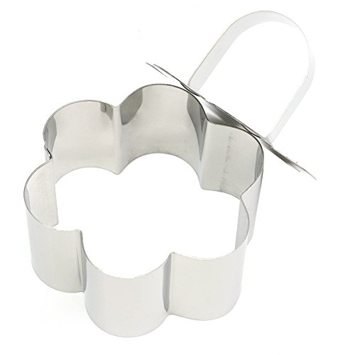 4 Stück Mini Edelstahl Runde Herz Blume Quadrat Geformt Mousse Torte Ring Schimmel Slicer Ausstecher, die Backen Heimwerkerwerkzeuge mit Push Stück - 5