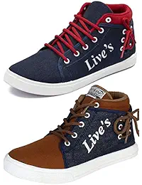 Ethics Men's Perfect Combo Pack of 2 Leather Casual Sneakers Shoes for Men's