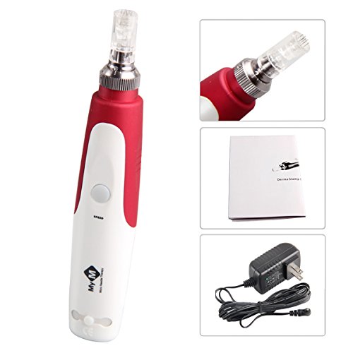 Electric Derma Pen Stamp Auto Microneedle Anti Aging Skin Tighten Beauty Massage With 2 Needles
