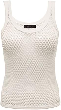 ENVY BOUTIQUE WOMENS LADIES VINTAGE RETRO FISHNET MESH COTTON STRING SUMMER CROP TOP T-SHIRT WHITE ML