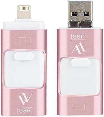 USB Flash Drive for iphone 16 GB Pen-Drive Memory Storage, USB 3.0 Flash Memory Stick External Storage for iphone Mac ipad Android Computers 3 in 1 (rose red)