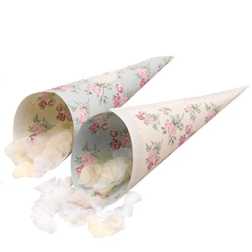 Spitztüten "Wedding Romance", 10 St. - Verspielte Spitztüten in Mint und Creme