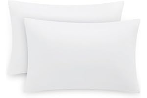 Aisbo Pillow Cases 2 Pack - White Standard 50x75 cm Pillowcases Set of 2, Soft Pair of Microfiber Plain House wife Pillow Cover with Envelope Closure