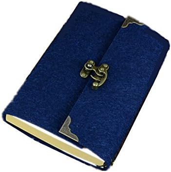 Vintage Lock Button Environmental Felt Cover Notebook Writing Books Journal Diary for Men Women A6 (Black)