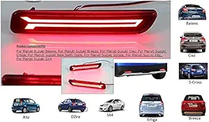 AUTO MT Car Reflector LED Brake Light for Bumper Rear/Back Drl for Maruti Suzuki Ertiga with wiring for Maruti Suzuki Baleno/Breeza/Ciaz/Ertiga/New Swift Dzire/Scross/Ritz/SX4 - Set of 2 Pcs