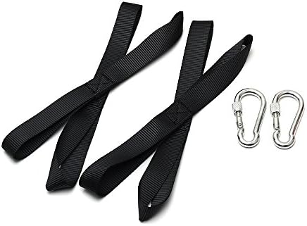 4PCS Universal 12" Motorcycle Soft-Loops Tie Down Straps + 2PCS hooks Break Strength Towing Ropes Prevent Scratches Motorbike ATV Bike (Black)