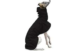 VOODUE hunderegenmantel Italienische Windhund-Kleidung, wasserdichter Whippet-Mantel, Winter, verstellbare Windhund-Kleidung, Winter-warme Fleece-Kleidung, warme Jacke for Hunde (Color : Schwarz, SI