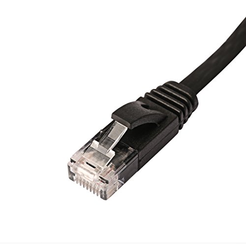 3.0m (meter) Cat.6 flaches Ethernet Gigabit Lan Netzwerkkabel (nach oben / unten kompatibel) / Breitbandkabel | Patchkabel / Flachkabel | 2 RJ-45 Stecker | Stecker mit Biegeschutzmantel | Farbe: schwarz - 2