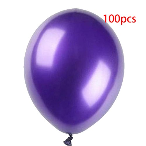 EMVANV 100Pcs Latex Balloons 10 inch Plain Unique Visual Effects Party Birthday Wedding Graduation Decor (Purple)
