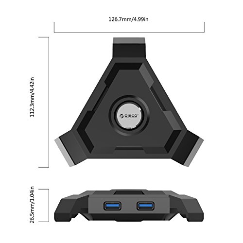 ORICO Gaming Multifunktions-Kabelclip Mauskabelhalter & USB3.0 Hub mit freistehendem Datenkabel - 6
