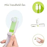 mini ventilator batterie 2 Windmodi & USB aufladbar: Trotz seiner geringen Größe verfügt diese mini USB elektrische ventilator hat 2 geschwindigkeiten，drücken Sie einmal für weichen Wind, drücken Sie zweimal für starken Wind.USB-Kabel im Lieferumfang enthalten, kann über Ladegerät, Powerbank oder Laptop.nach voll aufgeladen, dauert hohe Geschwindigkeit ca. 2,5 h, und niedrige Geschwindigkeit arbeitet um 3 h.