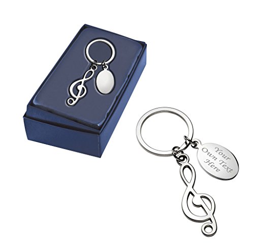 Preisvergleich Produktbild Personalisierte Violinschlüssel Musik Hinweis Schlüsselring in Präsentation Box Graviert für Musiker / Musik Liebhaber