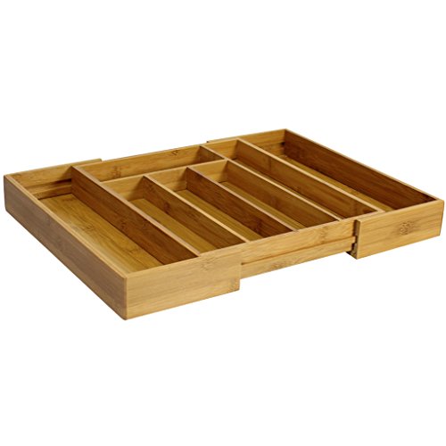 Besteckkasten Holz ausziehbar für Schubladen 30-45cm Bambus Einsatz variabel - 4