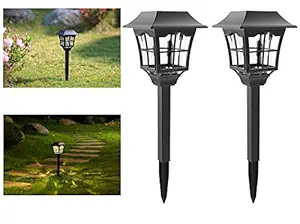 Tapetum European Pathway Square Solar Garden Warm White Light (Black) -Pack of 2