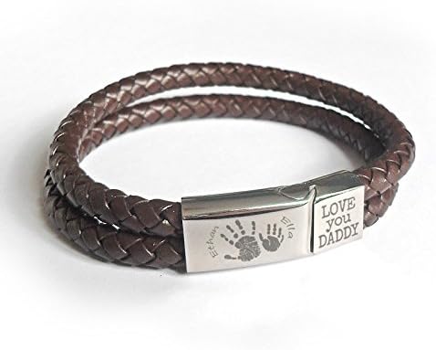 Silver HeartprintsSilver Heartprints PERSONALISED LEATHER BRACELET WITH ENGRAVED HANDPRINT/FOOTPRINTS