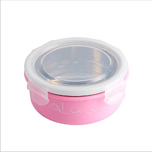 450 ML Stainless Steel Thermal Insulation Bowl Baby Tableware,Keep Food Fresh/Warm & Prevent Heat (Pink)